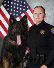 Photo of Officer Montana Wood and her K-9 Ridge Photo of Officer Montana Wood and her K-9 Ridge