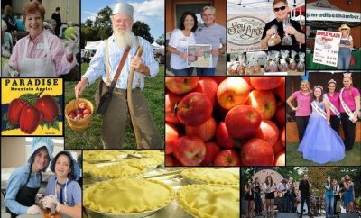 Collage of apples, attendees, vendors, performers, and pies from Johnny Appleseed Days Collage of apples, attendees, vendors, performers, and pies from Johnny Appleseed Days